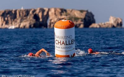 The 1 mile swimming route of Navarino Challenge at the Navarino Bay, at Pylos port (photo by Elias Lefas).