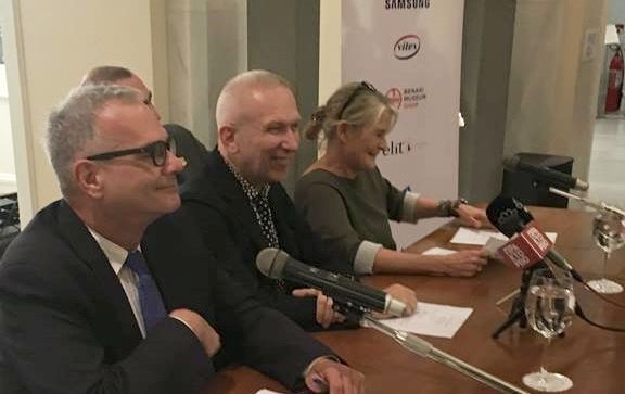 Fashion designer Jean Paul Gaultier attended a press conference at the Benaki Museum.