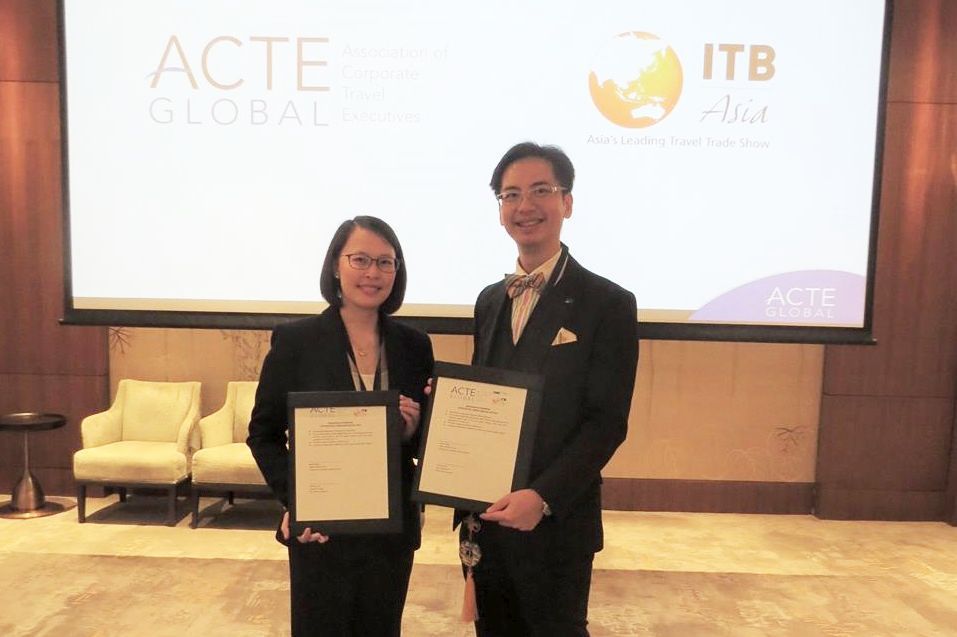 Katrina Leung, executive director of Messe Berlin (Singapore) and Benson Tang, regional director Asia of the Association of Corporate Travel Executives (ACTE).