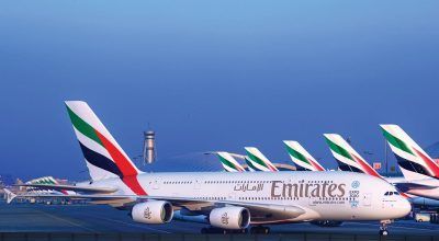 Emirates A380 Fleet at Dubai International.