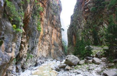 The Samaria gorge is part of Lefka Ori (White Mountains) on the island of Crete. Photo Source: @samaria.gr
