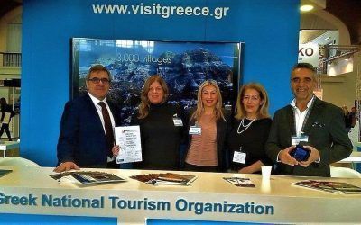 GNTO's secretary general, Konstantinos Tsegas and president, Charalambos Karimalis with the head of the GNTO office for the Czech Republic, Nikoletta Nikolopoulou and GNTO representatives Despina Ksilouri and Katerina Meimaroglou.
