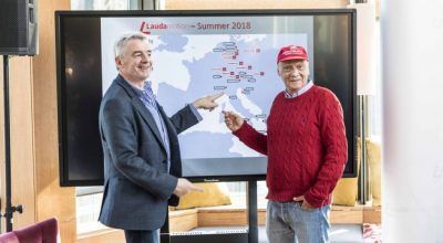Ryanair CEO Michael O’Leary and Laudamotion Chairman Niki Lauda.