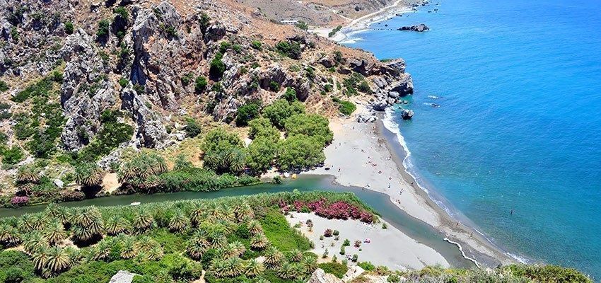 River Kourtaliotis and Preveli Beach, Crete. Photo Source: www.incrediblecrete.gr