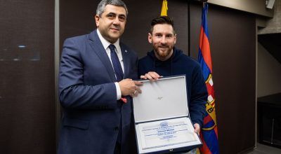 UNWTO Secretary-General Zurab Pololikashvili and footballer Lionel Messi. Photo source: UNWTO