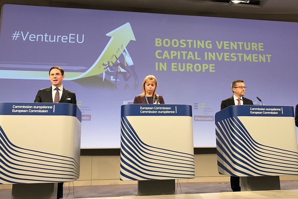 Jyrki Katainen, Vice-President of the EC in charge of Jobs, Growth, Investment and Competitiveness; Elżbieta Bieńkowska, Member of the EC in charge of Internal Market, Industry, Entrepreneurship and SMEs; Carlos Moedas, Member of the EC in charge of Research, Science and Innovation. Photo Source: @jyrkikatainen