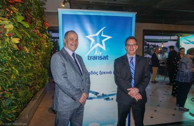 Michael Flerianos, Gold Star Aviation General Manager and Gilles Martin, Air Transat Director Sales and Distribution.