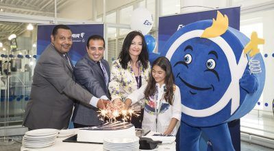 Egyptair Station Manager Wael Ekram; the Regional Director for Greece and Cyprus Salah Tawfic and AIA Director of Communications and Marketing Ioanna Papadopoulou cut the company's birthday cake. (AIA)