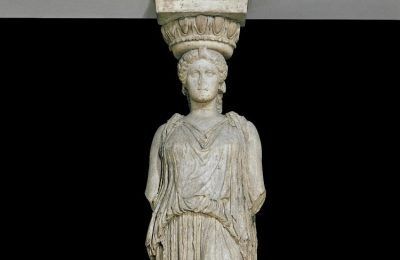 Pentelic marble caryatid from the Erechtheion. Photo Source: British Museum/© The Trustees of the British Museum