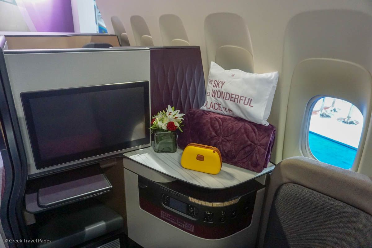 Qatar Airways' Qsuite Business Class Seat at Posidonia 2018.