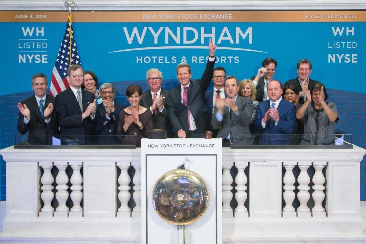 The Wyndham Hotels & Resorts team at NYSE in New York, celebrating the completion of the company's spin-off from Wyndham Worldwide Corporation. Photo Source: @Wyndham Hotels & Resorts