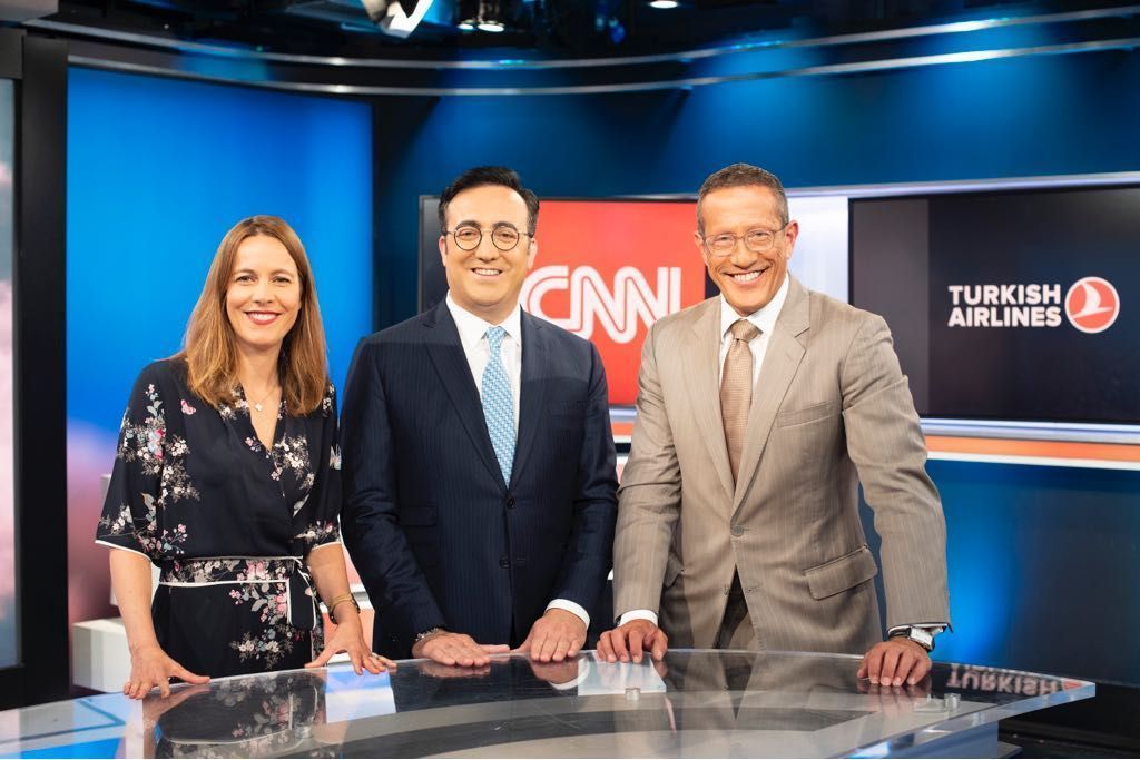 Cathy Ibal, Vice President, CNN International Commercial; Ilker Aycı, Turkish Airlines Chairman of the Board and the Executive Committee and Richard Quest.