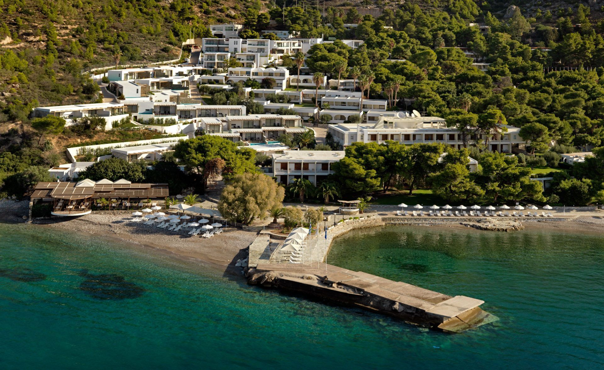 Ramada and Wyndham Loutraki Poseidon Resort, combined view of both resorts.