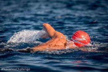 Open water swimming race at Navarino Bay, at the port of Pylos (photo by Elias Lefas).