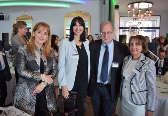 Gloria Guevara, WTTC president and CEO; Elena Kountoura, Greek Tourism Minister; Peter Greenberg, journalist; and Aikaterini Simopoulou, Ambassador of Greece to Portugal.