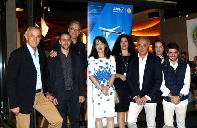 All Nippon Airways Chieko Dempsey, Senior Specialist Business Development and Sales of the Regional Headquarter for EU/MEA/Africa with representatives of the airline’s GSA in Greece, Galant Hellas.