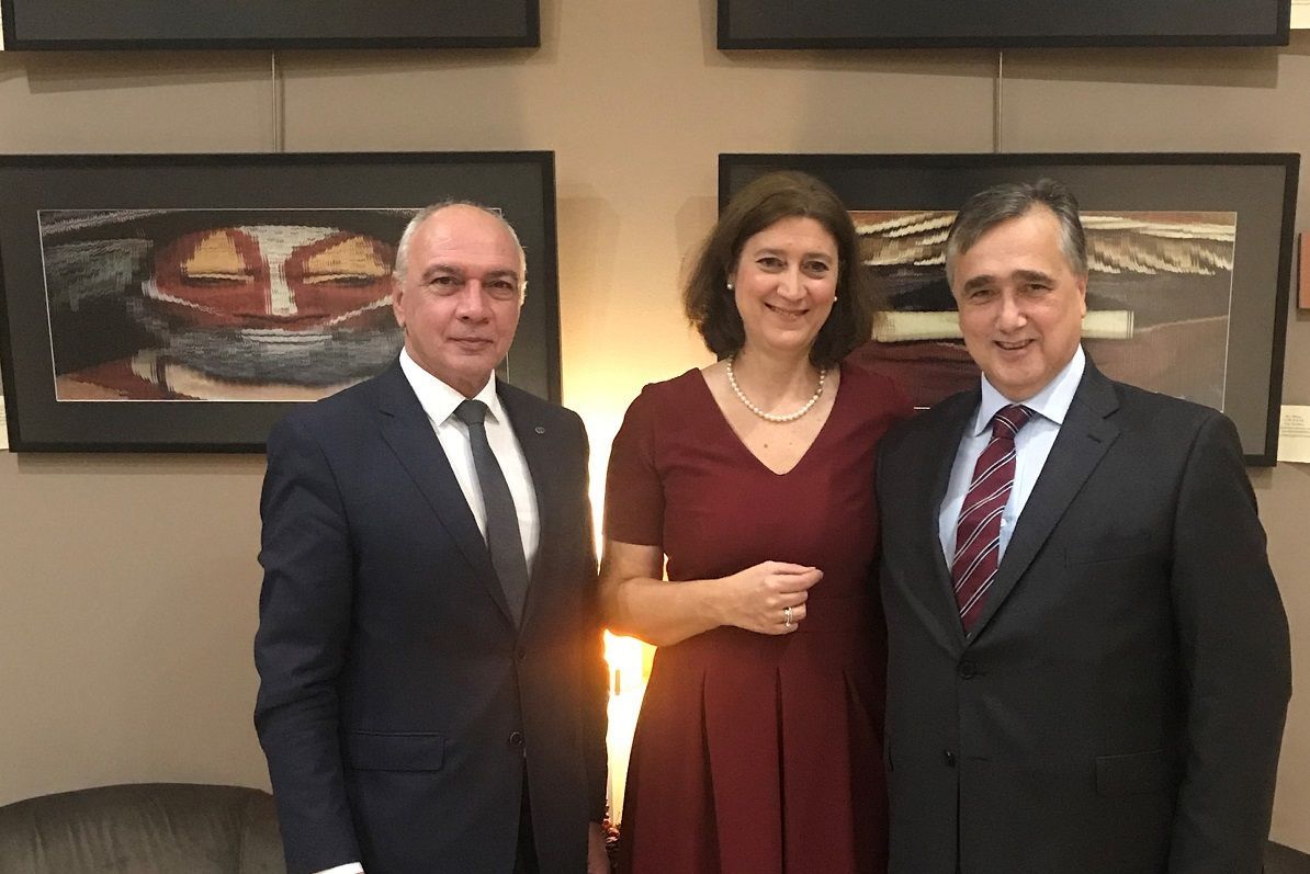 Sofitel Athens Airport General Manager George Stavrou; the exhibition's curator Agathi Zarakovitou and Andreas Spyropoulos, nephew of late Greek artist Penny Spyropoulou.