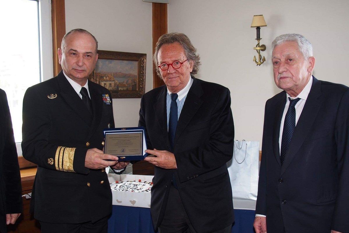 Hellenic Coast Guard Chief Vice Admiral Stamatios Raptis; EPEST president Antonis Stelliatos and Shipping Minister Fotis Kouvelis.