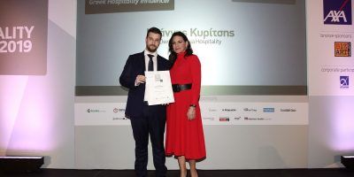 Axia Hospitality CEO Yiannis Kyritsis was honored as a Greek  Hospitality Influencer and received the award by New Democracy MP Olga Kefaloyianni.