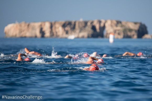 Open water swimming route by Vikos at the Navarino bay, at Pylos harbour (photo by Elias Lefas)