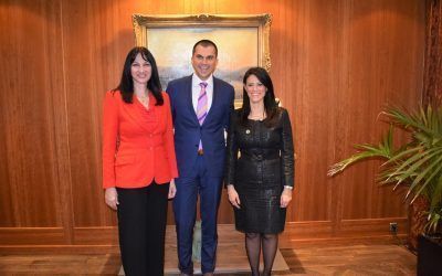 Tourism Minister Elena Kountoura with Cyprus Deputy Tourism Minsiter Savvas Perdios and her Egyptian counterpart, Rania Al-Mashat.