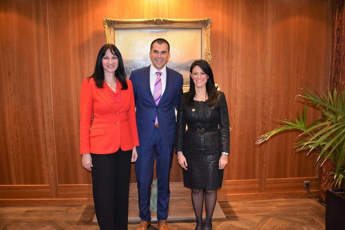 Tourism Minister Elena Kountoura with Cyprus Deputy Tourism Minsiter Savvas Perdios and her Egyptian counterpart, Rania Al-Mashat.