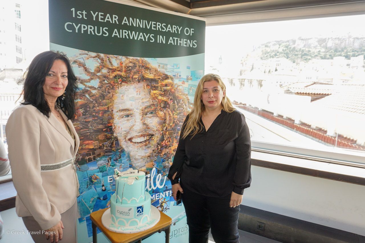AIA Communications & Marketing Director Ioanna Papadopoulou and Cyprus Airways PR and Marketing Manager Kiki Haida.