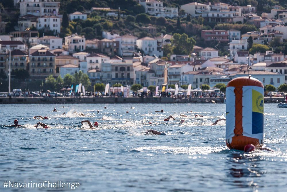 Open water swimming by Vikos at the beautiful Navarino bay from the scenic Pylos harbour (photos by Elias Lefas) 