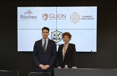Harris Daskalakis, Executive Director of BCA Group and Vana Saade, Regional Admissions Director of Les Roches and Glion.