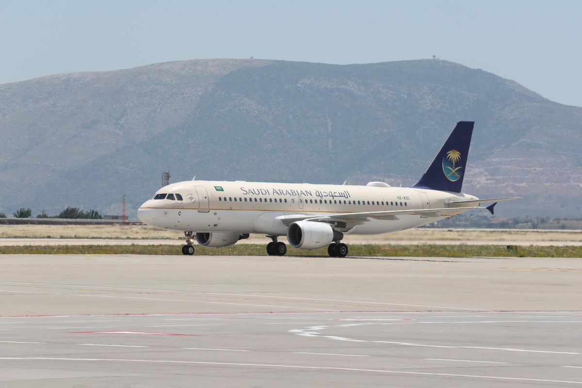 Saudia Airlines at Athens International Airport (AIA).