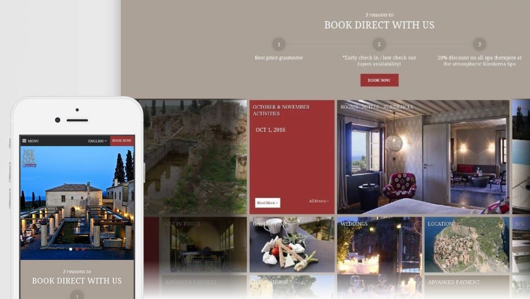 A tailor made hotel website designed by Nelios.