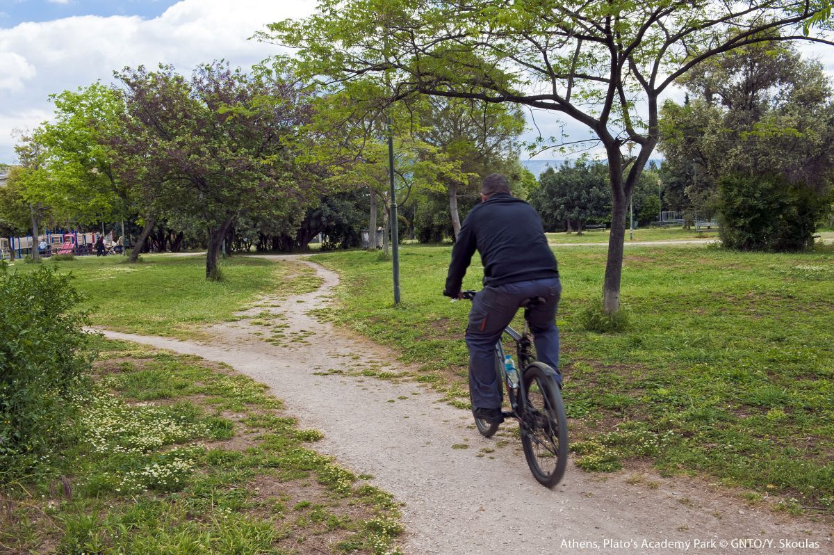 Cycling in Plato's Academy Park in Athens. Photo source: Visit greece / Y. Skoulas