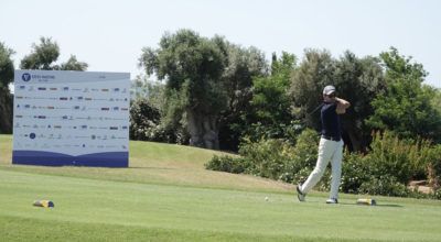 Golf action among centuries-old olive trees (Greek Maritime Golf Event by Charis Akriviadis).