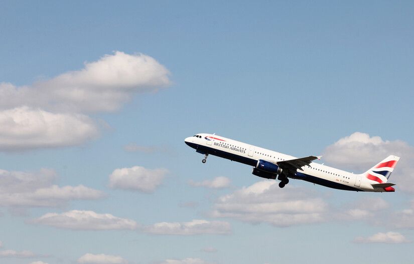 British Airways Airbus A321 taking off, Heathrow, UK,<br /> (Picture by Nick Morrish/British Airways)