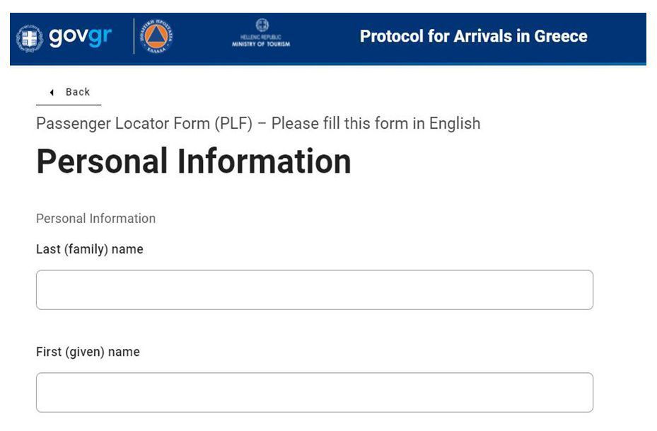 Passenger Locator Form (PLF) required to enter Greece
