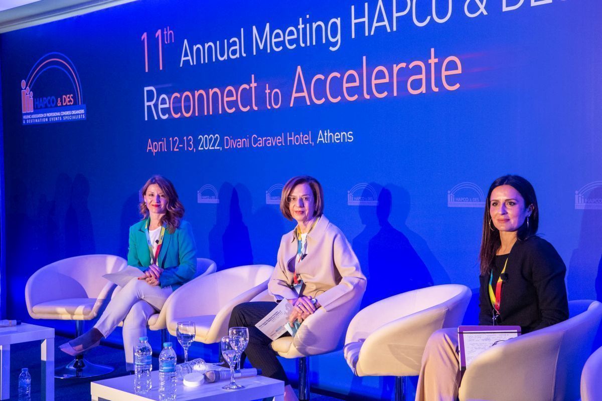 HAPCO's new president, Sissi Lygnou (left), during the association's annual congress.