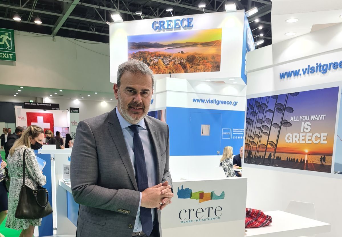 GNTO Secretary General Dimitris Fragakis at Greece's venue at the ATM 2022 exhibition.