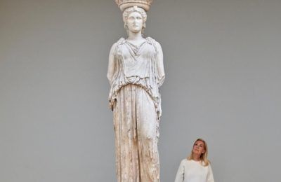 Pentelic marble Caryatid on display in the British Museum. Photo source: British Museum