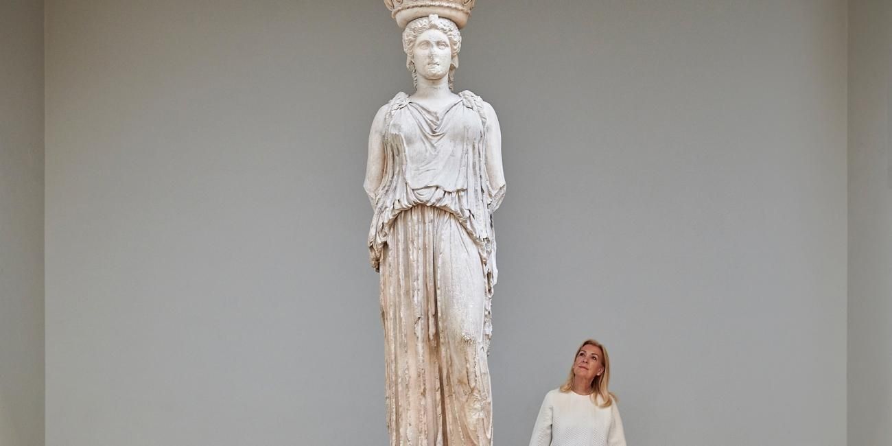 Pentelic marble Caryatid on display in the British Museum. Photo source: British Museum