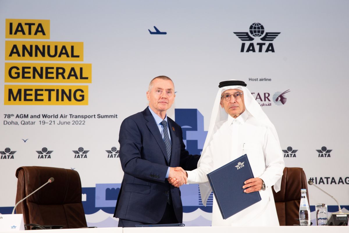 IATA Director General Willie Walsh with Qatar Airways Chief Executive Akbar Al Baker at the association's annual general meeting in June. Photo source: IATA