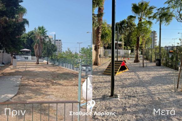 Before and after photos of the park. Photo source: Municipality of Athens