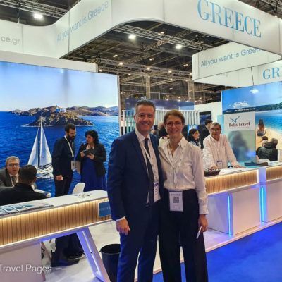 POX President Grigoris Tasios with Greek Travel Pages CEO Maria Theofanopoulou