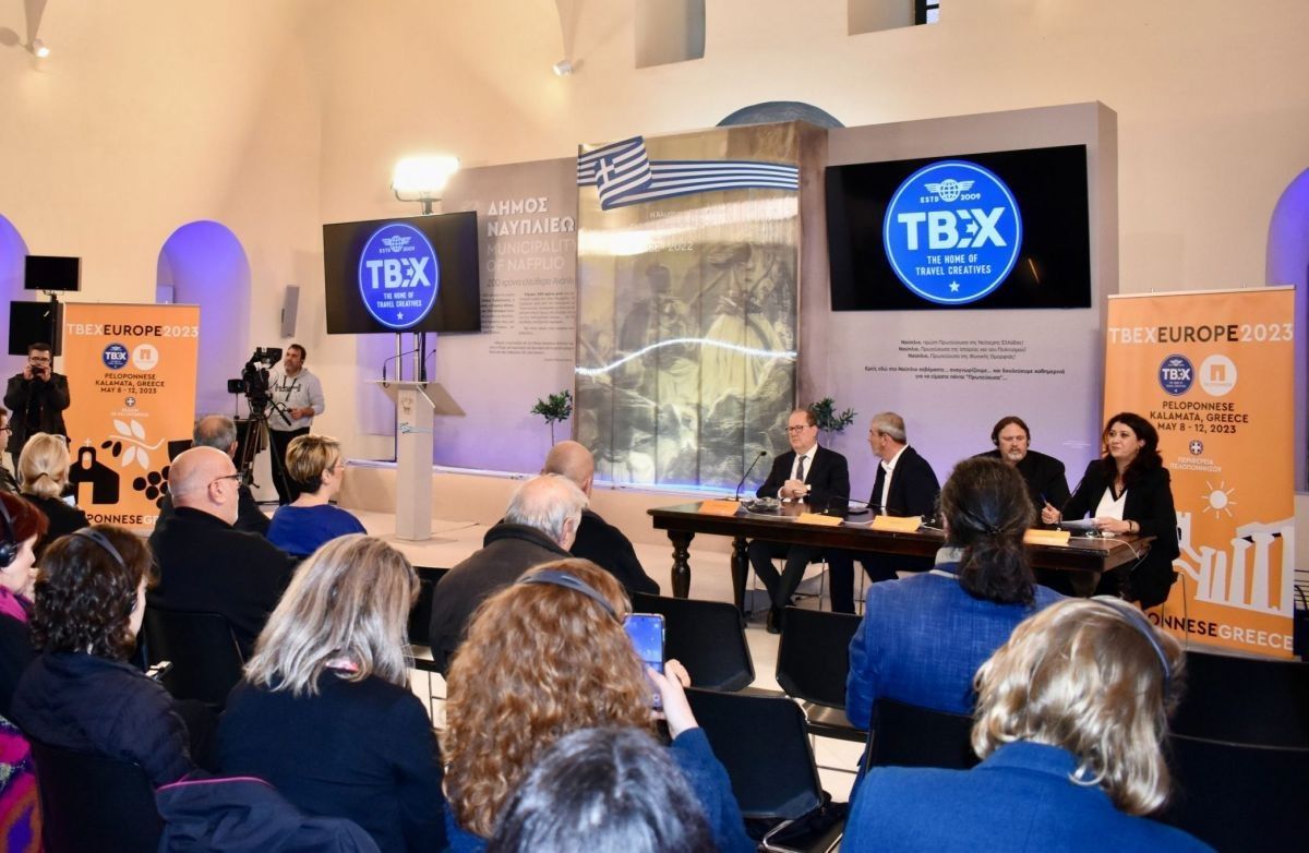 The press conference in Nafplio, Peloponnese, last December, where it was officially announced that Kalamata would host the ΤΒΕΧ Europe 2023 event. Photo source: Region of Peloponnese