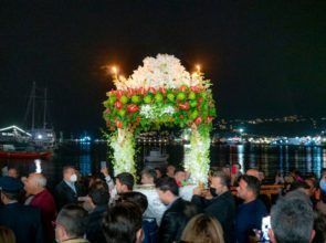 Greek Orthodox Easter on Mykonos: The procession of Epitaphios on Good Friday.