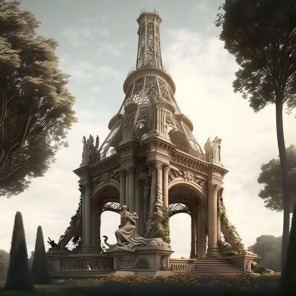  Eiffel Tower, Redesigned in Rococo Style. Photo source: GetAgent, Midjourney.