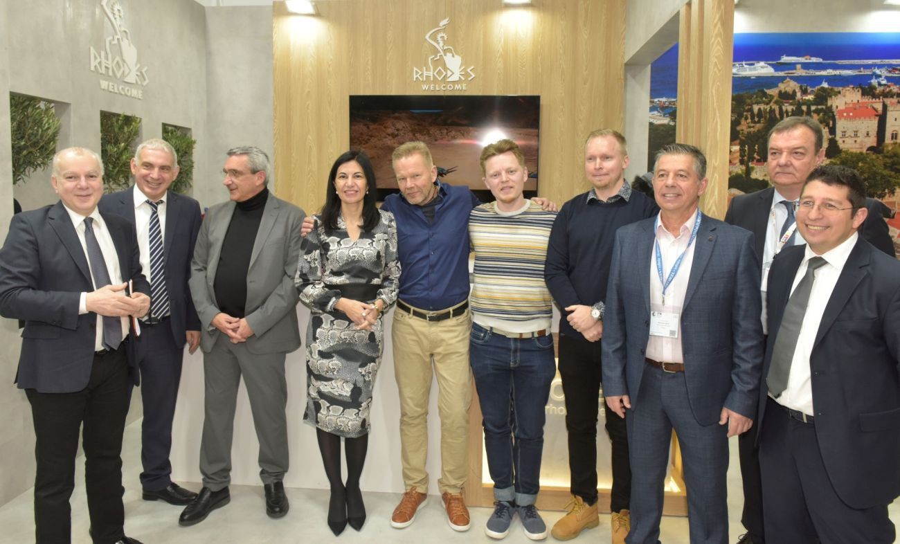 Greek Secretary General of Tourism Policy &amp; Development, Olympia Anastasopoulou, at the Rhodes stand with regional and local authorities and German travel industry players. Photo source: Olympia Anastasopoulou