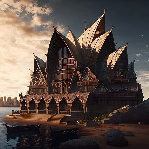  Sydney Opera House, Redesigned in Tudor Style. Photo source: GetAgent, Midjourney.