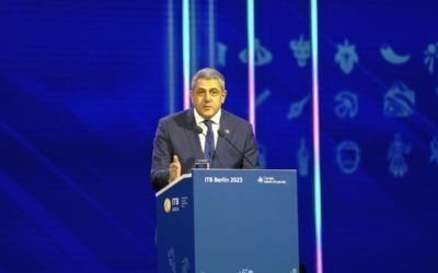 UNWTO Secretary-General Zurab Pololikashvili speaking during the official inauguration ceremony of ITB Berlin 2023. Photo source: UNWTO