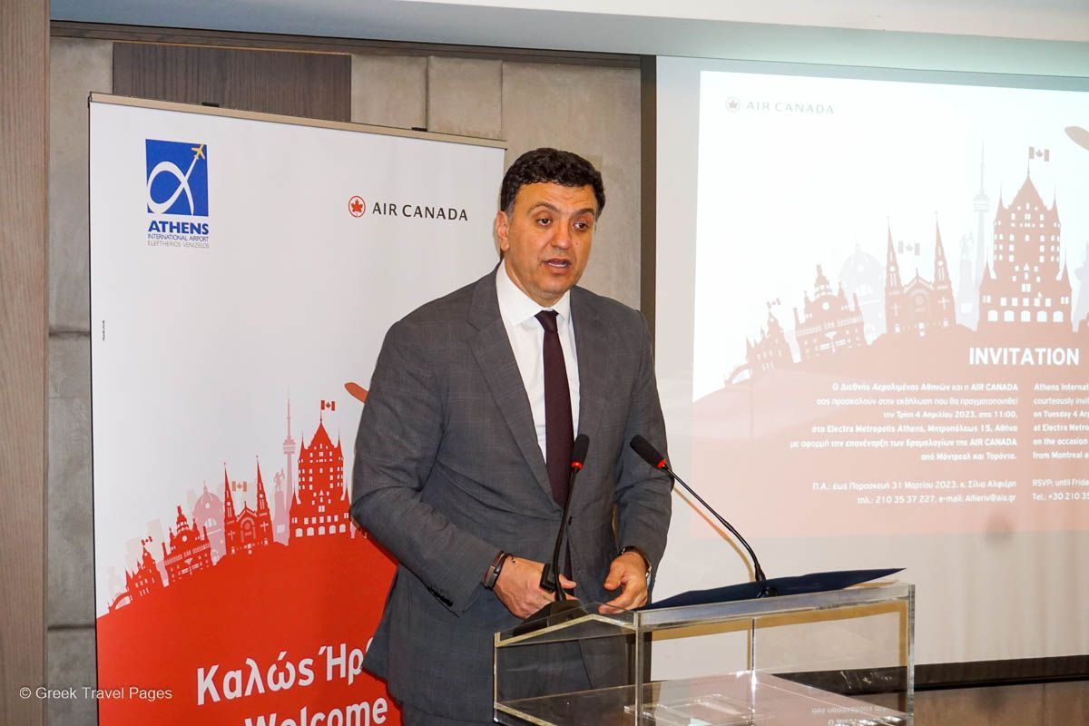 Greek Tourism Minister Vassilis Kikilias welcoming the relaunch of Air Canada's flights to Greece for the 2023 season.