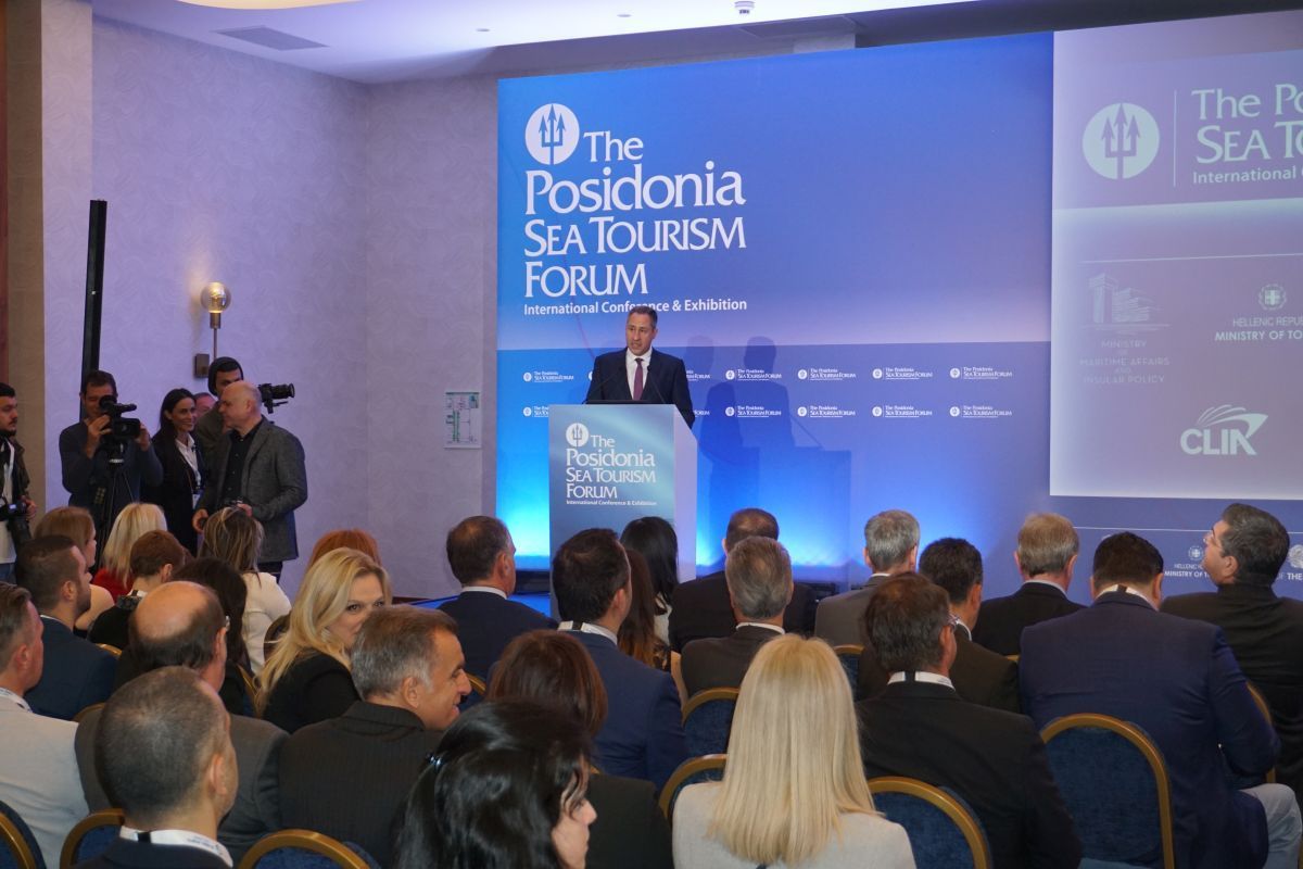 Posidonia Exhibitions SA Managing Director Theodore Vokos opening the 7th Posidonia Sea Tourism Forum in Thessaloniki. Photo © Greek Travel Pages (GTP)